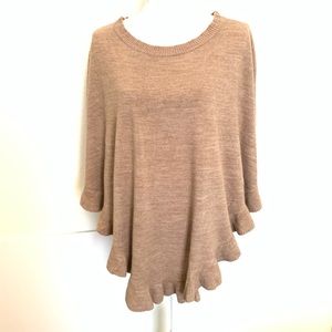 Zara Beige Ruffle Poncho